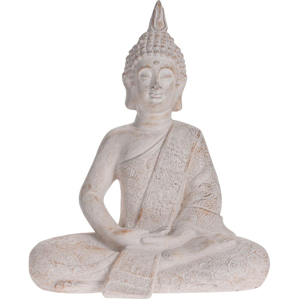 Statueta decorativa Buddha, MGO, 29 x 17 x 37 cm, crem