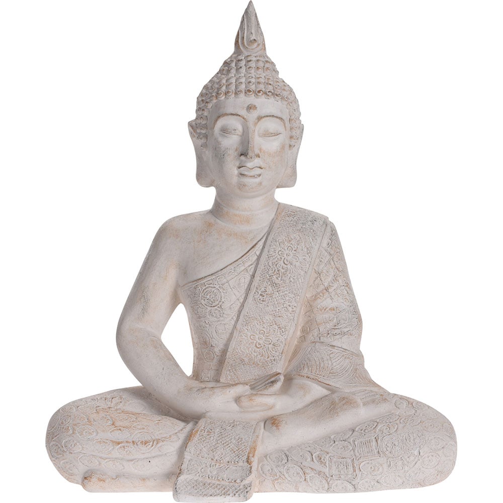 Statueta decorativa Buddha, MGO, 41 x 23 x 49 cm, crem