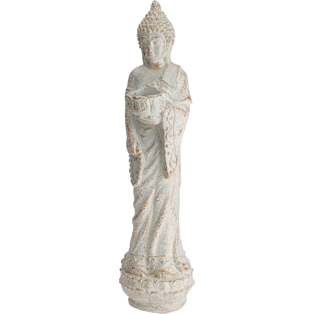 Statueta decorativa Buddha, MGO, 17 x 15 x 60 cm, crem