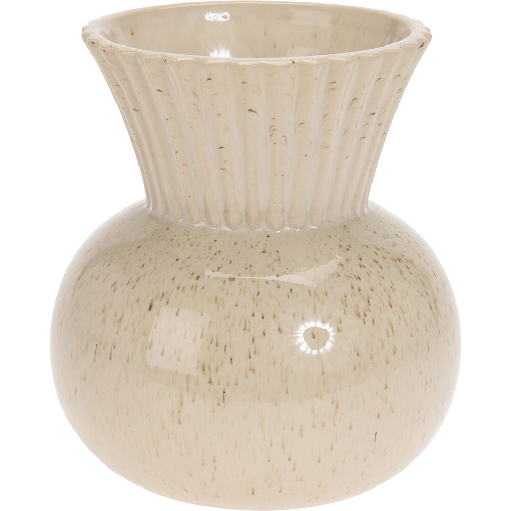 Vaza decorativa KI Belly Shape, portelan, 14 x 14 x 16 cm, crem