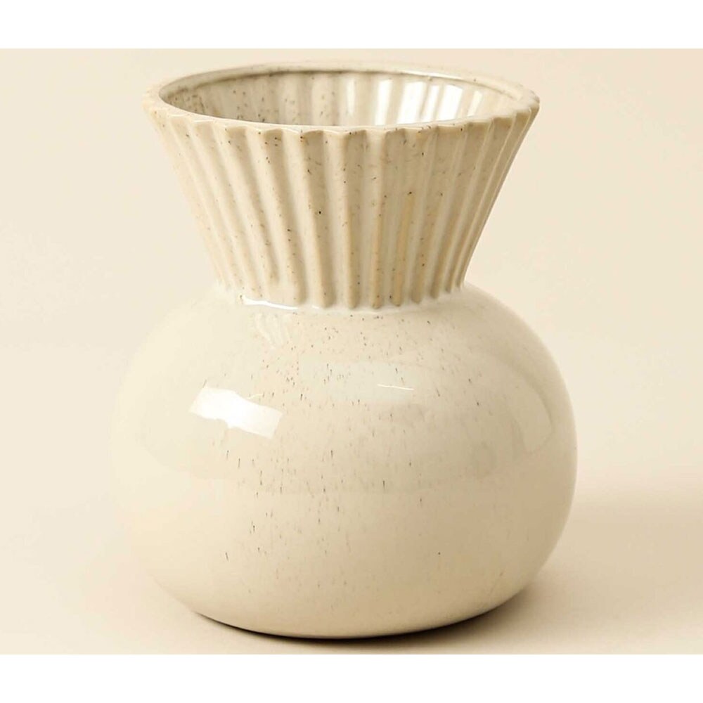 Vaza decorativa KI Belly Shape, portelan, 17.5 x 17.5 x 20 cm, crem