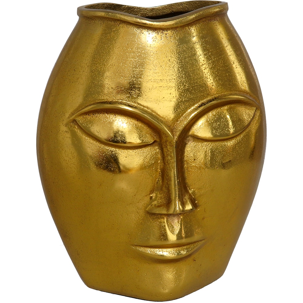 Vaza decorativa DECOR Face, metal, 15 x 22 x 28 cm, auriu