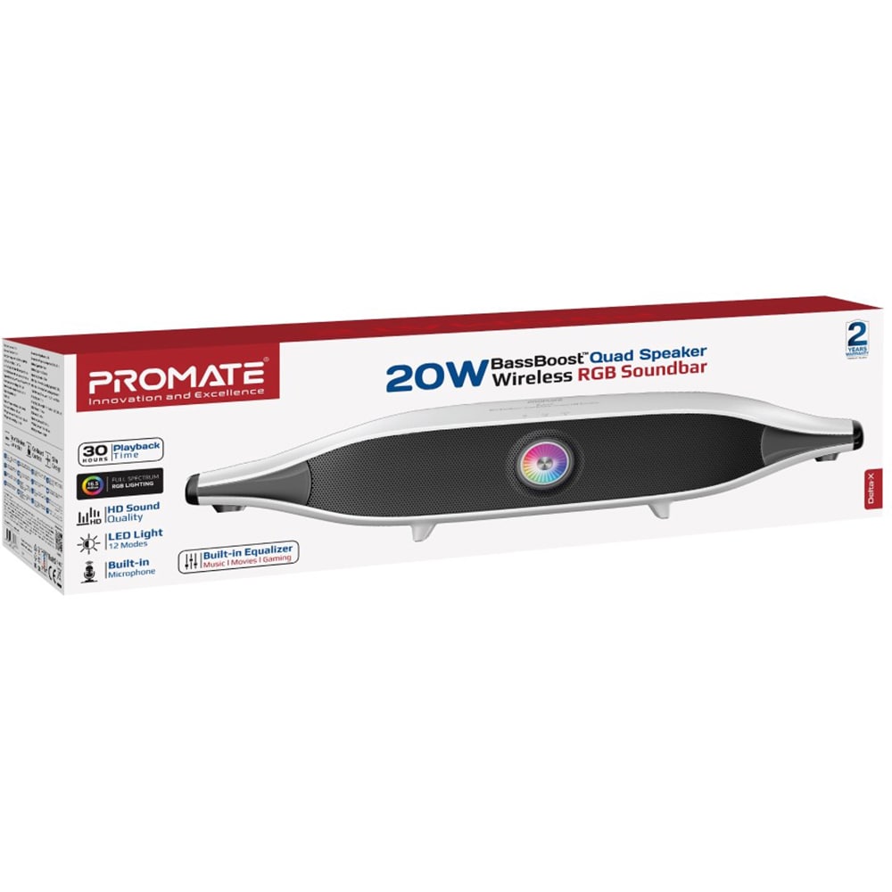 Boxa portabila PROMATE Delta-X, 20W, Bluetooth, alb