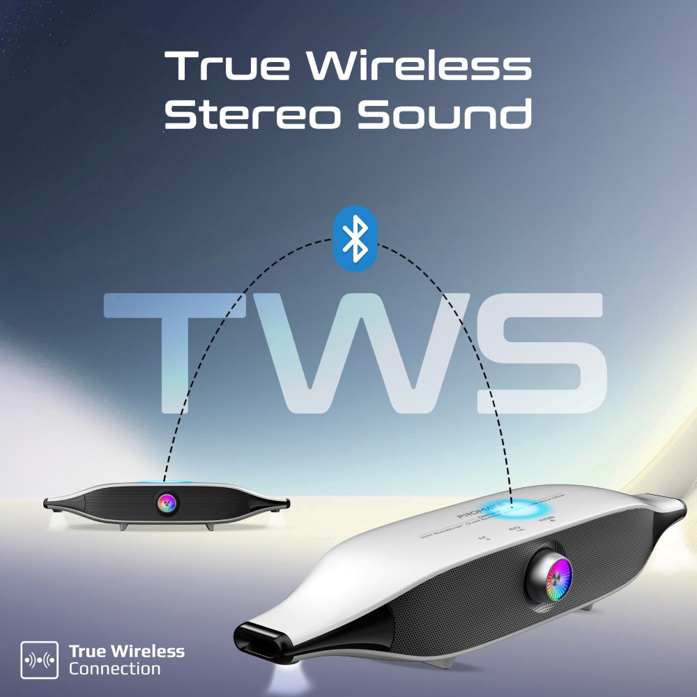 Boxa portabila PROMATE Delta-X, 20W, Bluetooth, alb