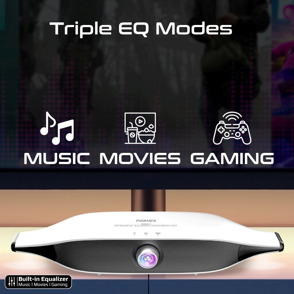 Boxa portabila PROMATE Delta-X, 20W, Bluetooth, alb