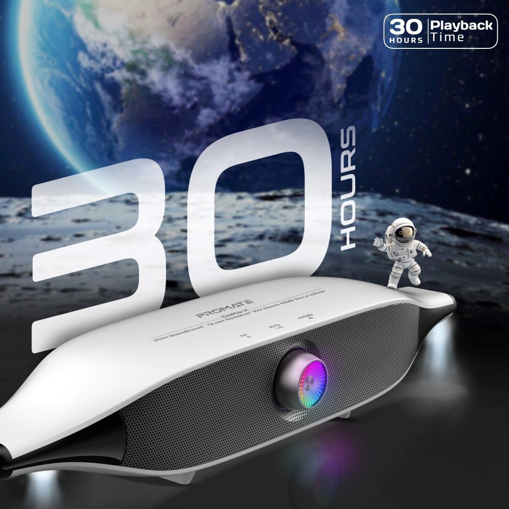 Boxa portabila PROMATE Delta-X, 20W, Bluetooth, alb