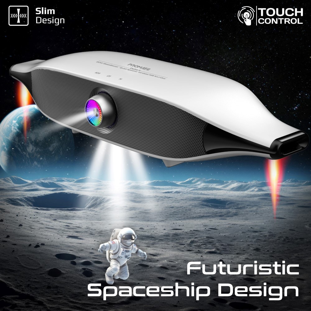 Boxa portabila PROMATE Delta-X, 20W, Bluetooth, alb