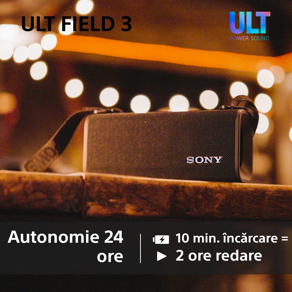 Boxa portabila SONY ULT FIELD 3 SRS-ULT30H, Bluetooth, IP67, gri