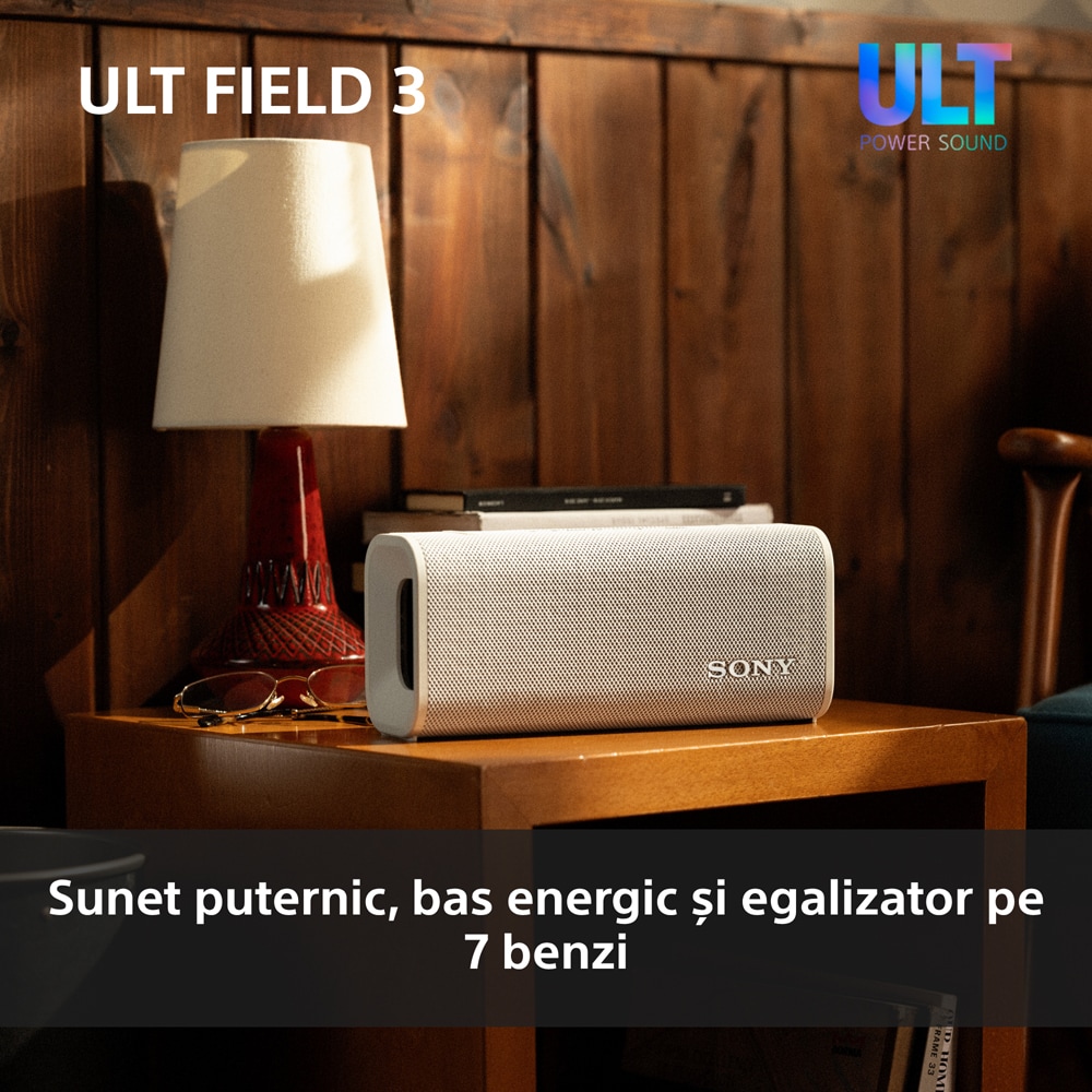 Boxa portabila SONY ULT FIELD 3 SRS-ULT30W, Bluetooth, IP67, alb