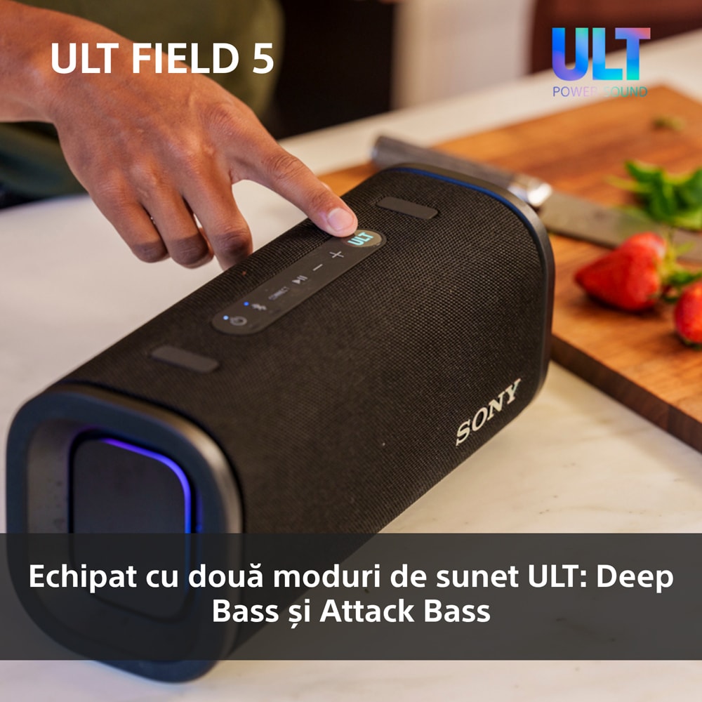 Boxa portabila SONY ULT FIELD 5 SRS-ULT50B, Bluetooth, IP67, negru