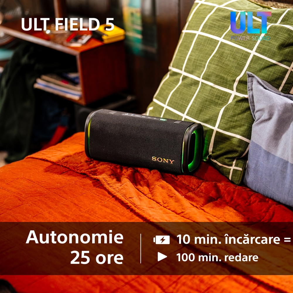 Boxa portabila SONY ULT FIELD 5 SRS-ULT50W, Bluetooth, IP67, alb