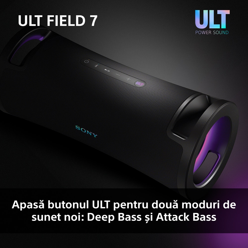 Boxa portabila SONY ULT FIELD 7 SRS-ULT70B, Bluetooth, IP67, Black
