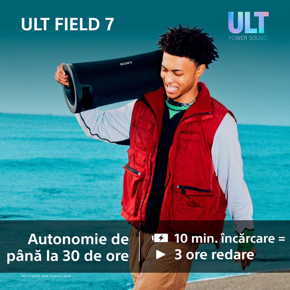 Boxa portabila SONY ULT FIELD 7 SRS-ULT70B, Bluetooth, IP67, Black