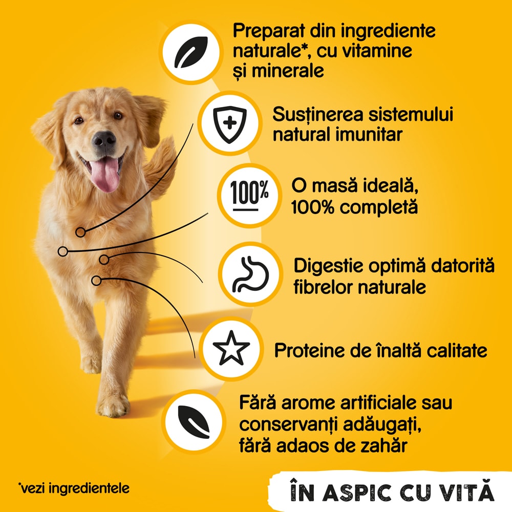 Hrana umeda pentru caini PEDIGREE, Adult, Vita in aspic, 12 x 1200g