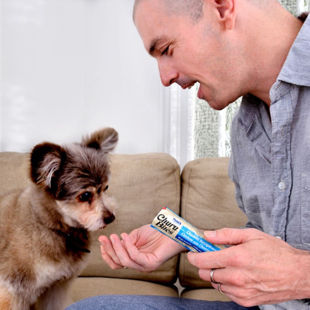 Recompense pentru caini INABA Churu Bites, Pui si Somon, 8 x 12g