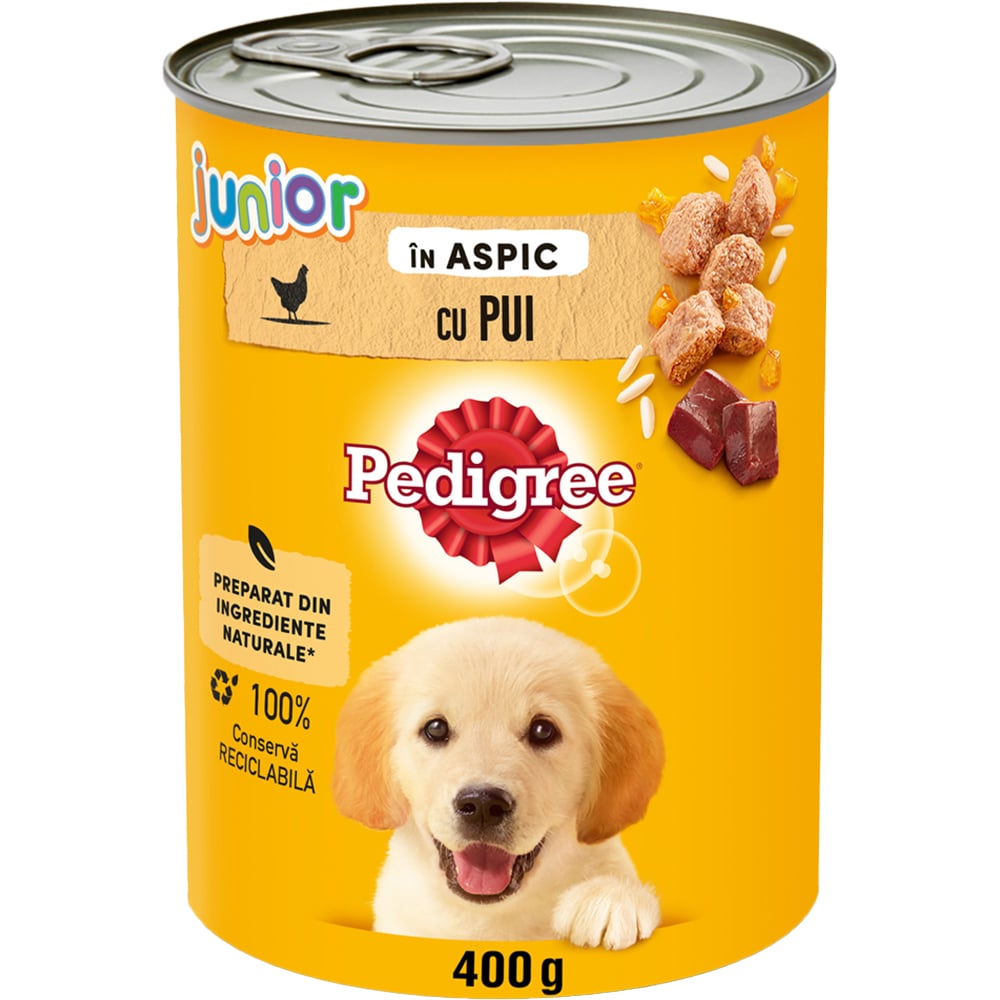 Hrana umeda pentru caini PEDIGREE, Junior, Pui in aspic, 24 x 400g
