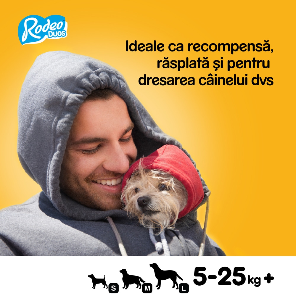 Recompensa pentru caini PEDIGREE Rodeo Duos, Pui si sunca, 10 x 123g