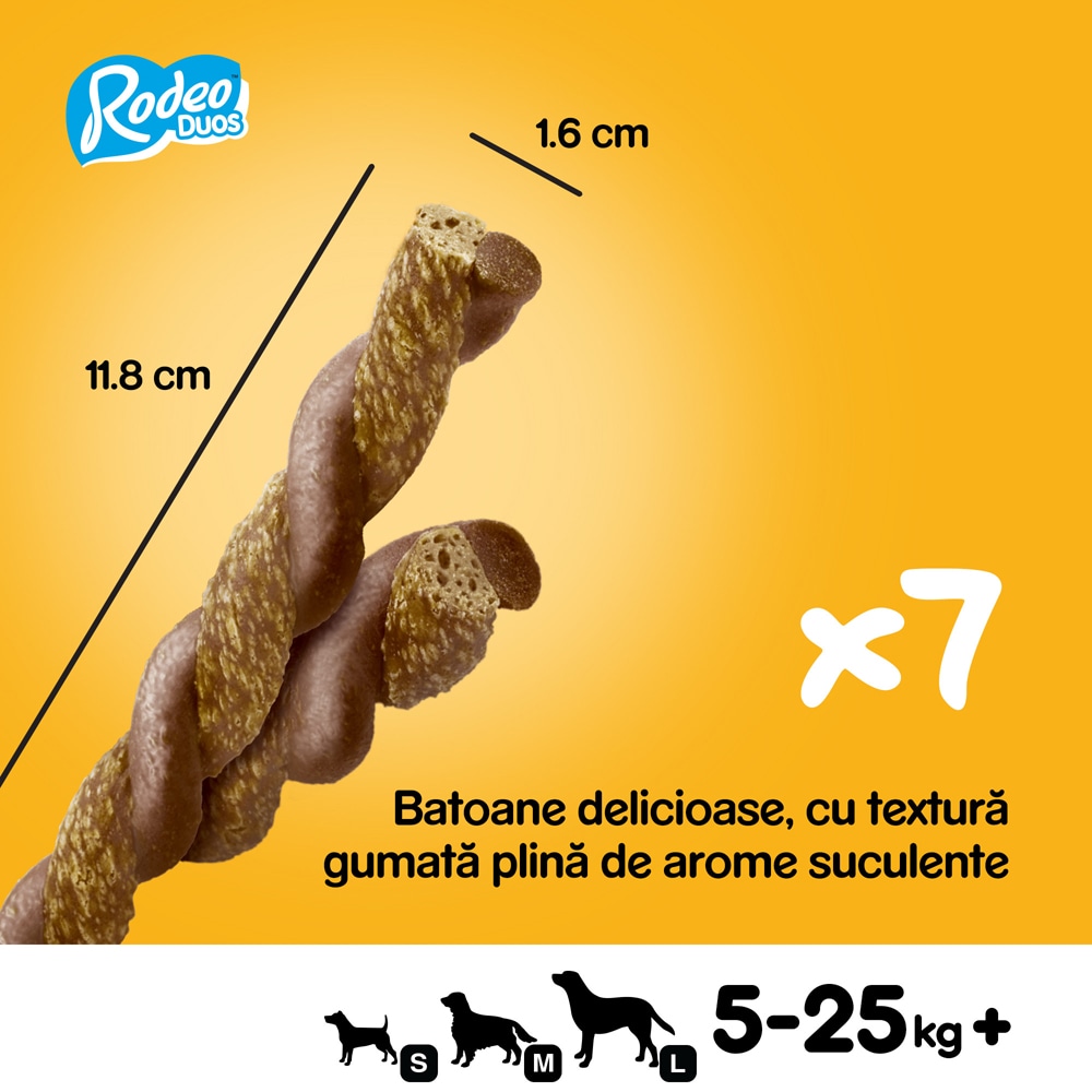 Recompensa pentru caini PEDIGREE Rodeo Duos, Pui si sunca, 10 x 123g