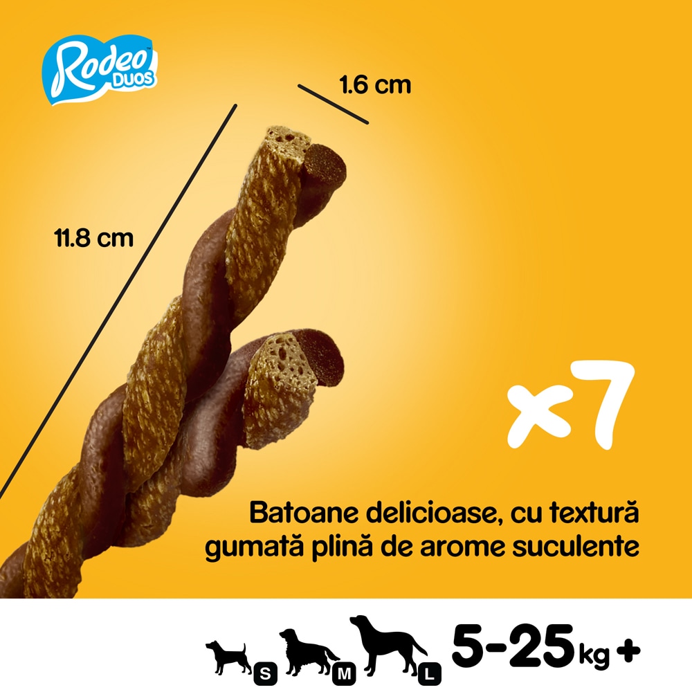 Recompensa pentru caini PEDIGREE Rodeo Duos, Vita si branza, 10 x 123g