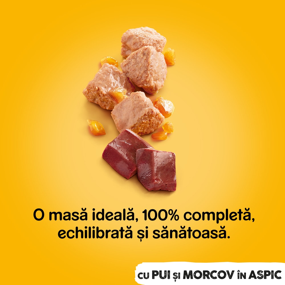 Hrana umeda pentru caini PEDIGREE, Adult, Pui si morcov in aspic, 12 x 1200g
