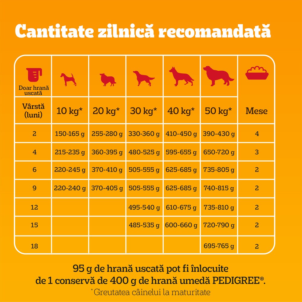 Hrana uscata pentru caini PEDIGREE, Junior, Pasare si legume, 3 kg