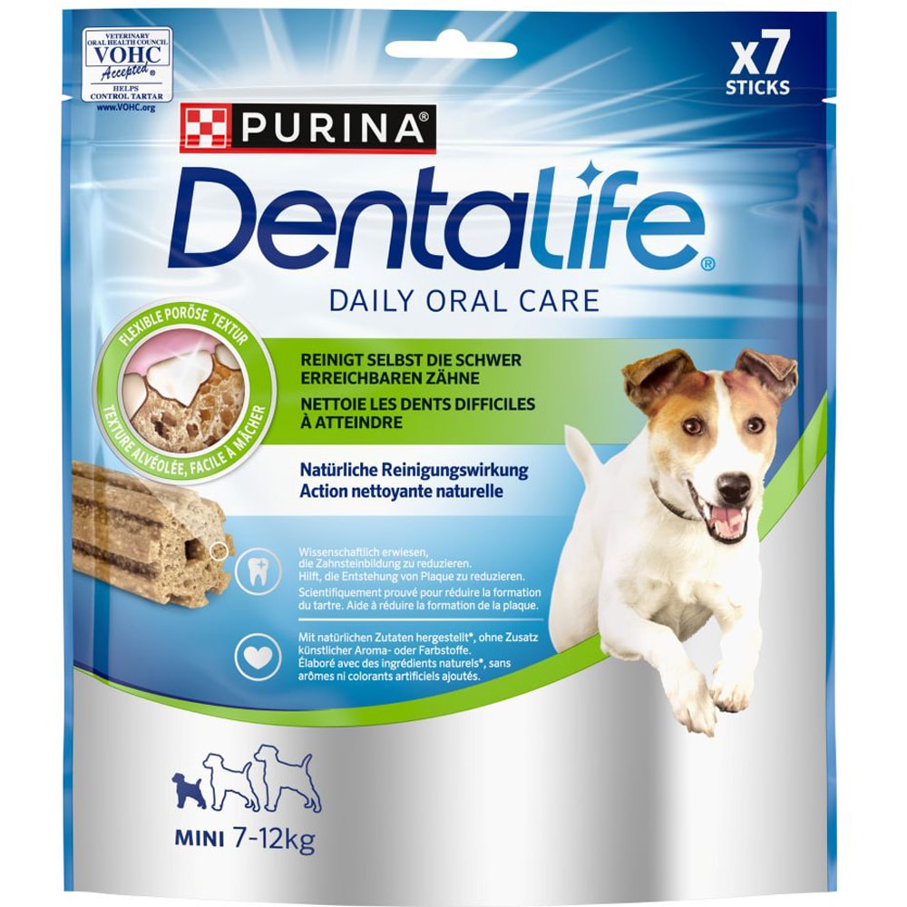 Recompensa pentru caini DENTALIFE, Talie mica, Cereale si pui, 6 x 115g