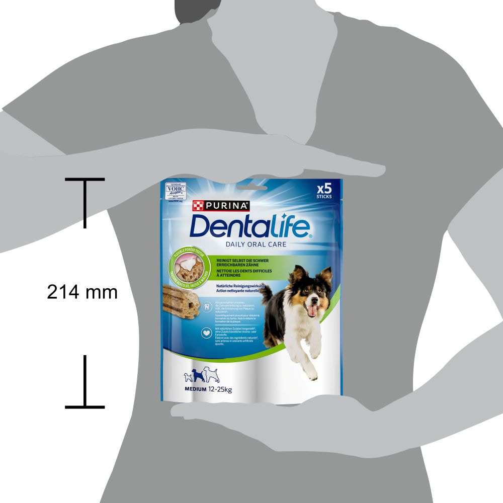 Recompensa pentru caini DENTALIFE, Talie medie, Cereale si pui, 6 x 115g