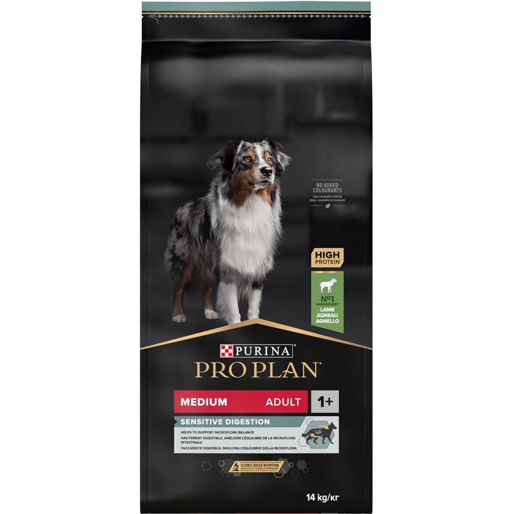 Hrana uscata pentru caini PURINA PRO PLAN Medium, Sensitive Digestion, Adult, Miel, 14 kg