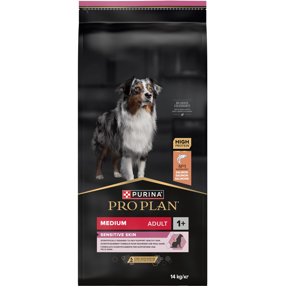 Hrana uscata pentru caini PURINA PRO PLAN Medium, Sensitive Skin, Adult, Somon, 14 kg