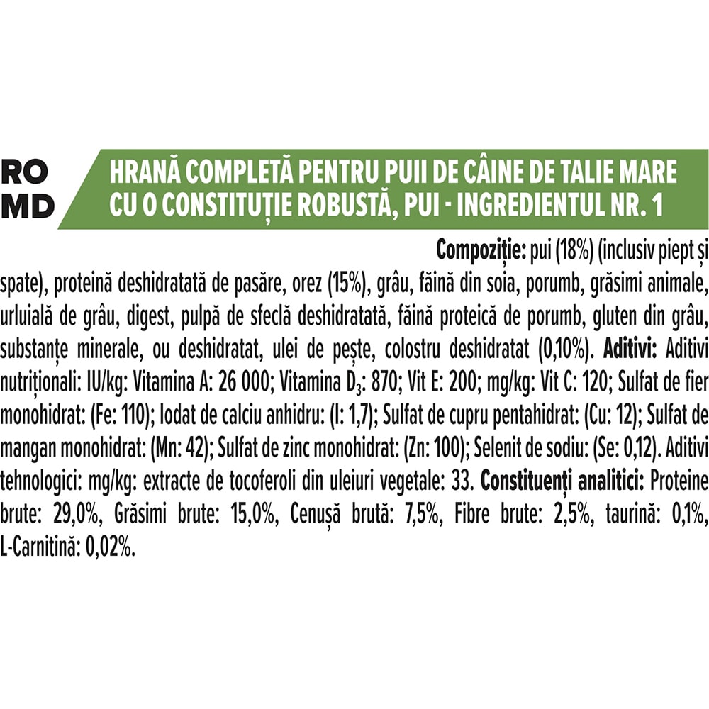 Hrana uscata pentru caini PURINA PRO PLAN Large Robust, Healthy Start, Junior, Pui, 12 kg