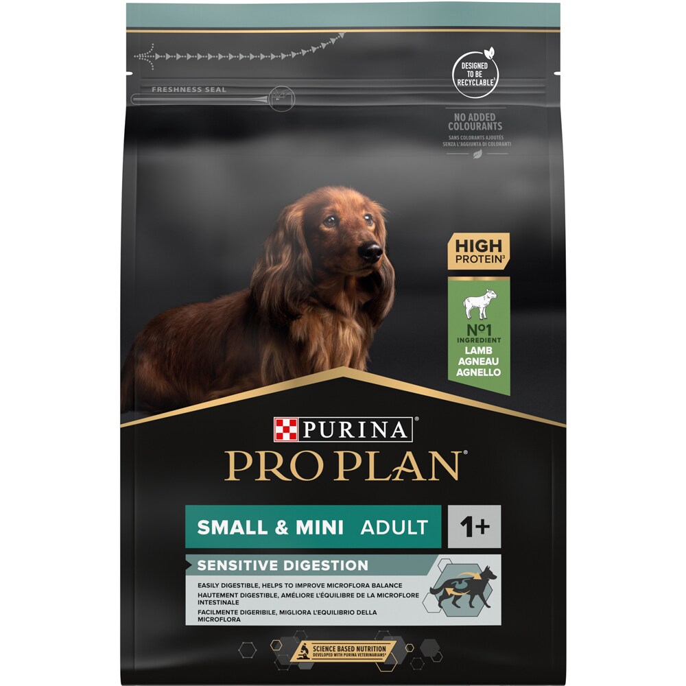 Hrana uscata pentru caini PURINA PRO PLAN Small & Mini, Sensitive Digestion, Adult, Miel, 3 kg