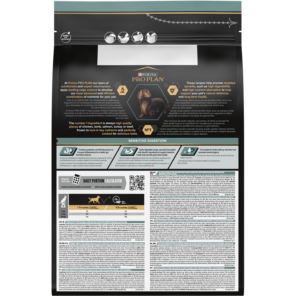 Hrana uscata pentru caini PURINA PRO PLAN Small & Mini, Sensitive Digestion, Adult, Miel, 3 kg