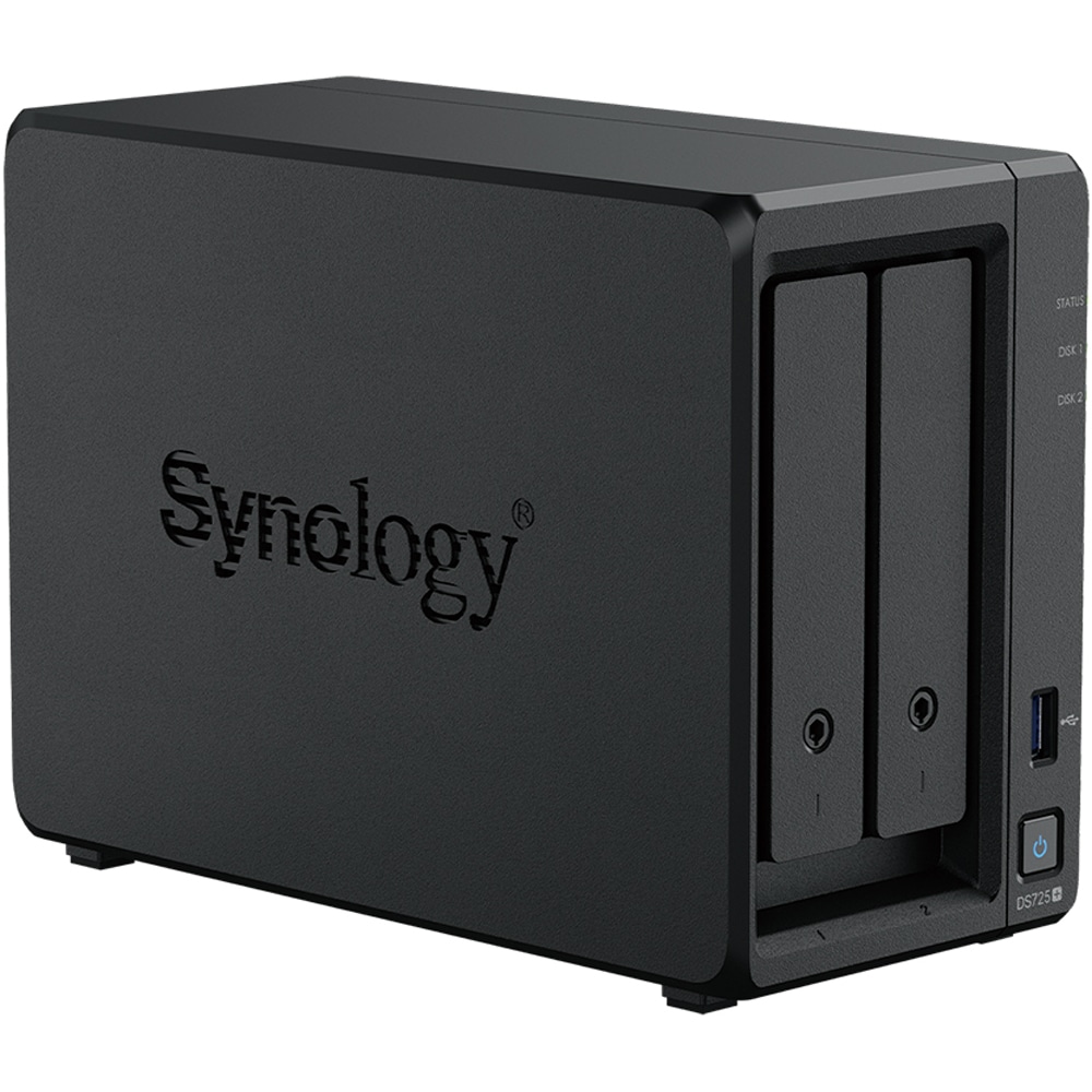Network Attached Storage SYNOLOGY DS725+, AMD Ryzen R1600, 3.1GHz, 4GB, 2-Bays, negru