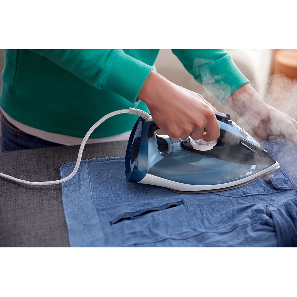 Fier de calcat PHILIPS Seria 7000 DST7020/20, 2800W, 250g/min, 300ml, talpa SteamGlide Plus, albastru