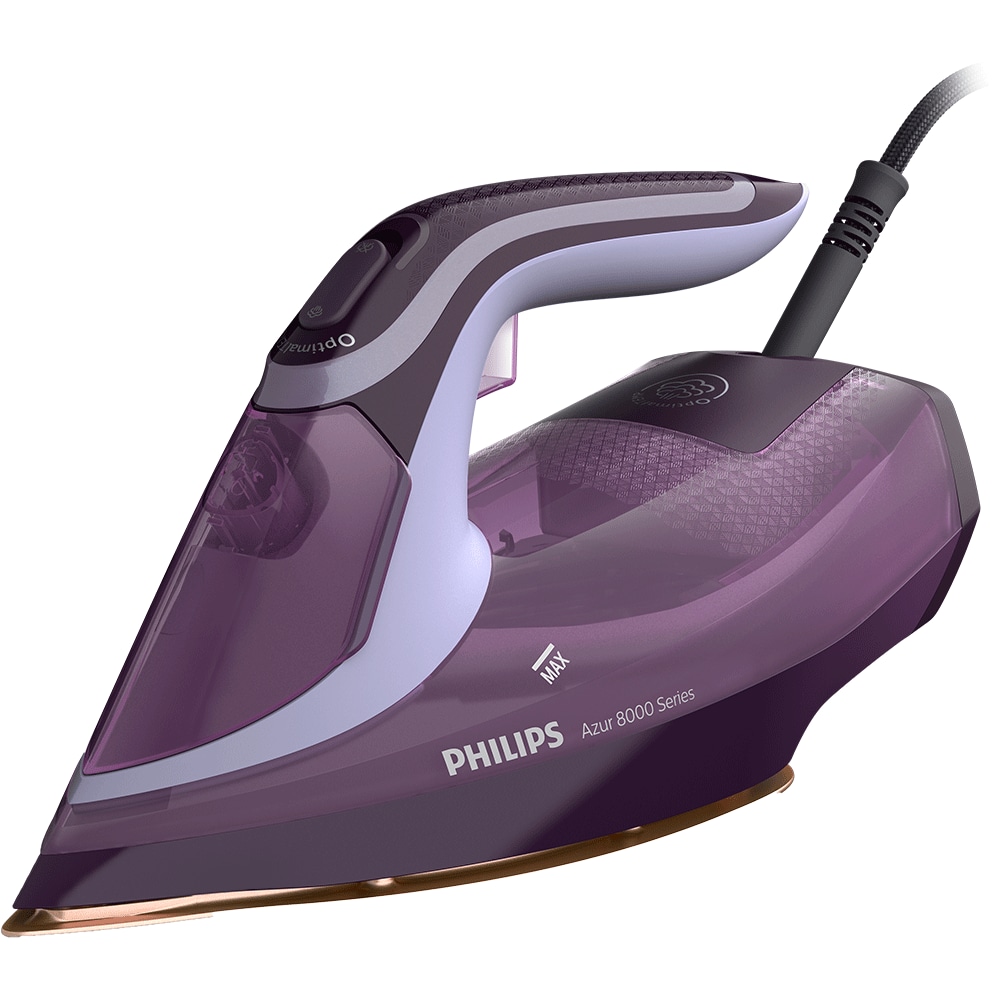 Fier de calcat PHILIPS Azur 8000 DST8021/30, 3000W, 240g/min, 300ml, talpa SteamGlide Elite, mov