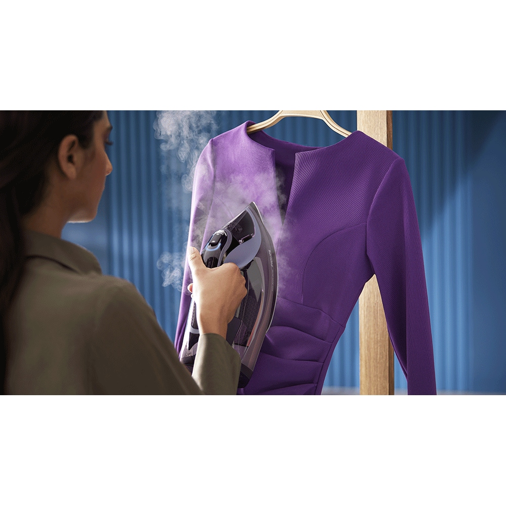 Fier de calcat PHILIPS Azur 8000 DST8021/30, 3000W, 240g/min, 300ml, talpa SteamGlide Elite, mov