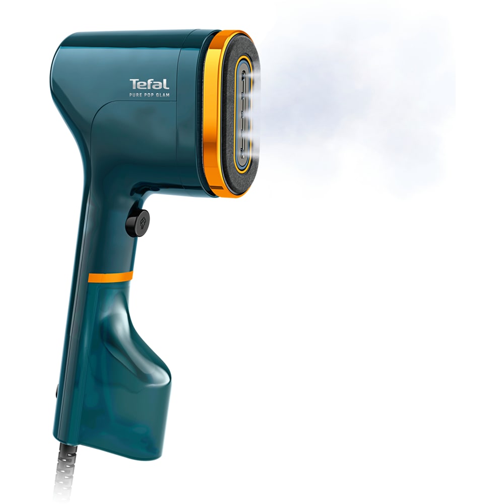 Aparat de calcat vertical TEFAL Pure Pop Glam DT2050F0, 1300W, 20g/min, 120ml, talpa ceramica, albastru-portocaliu