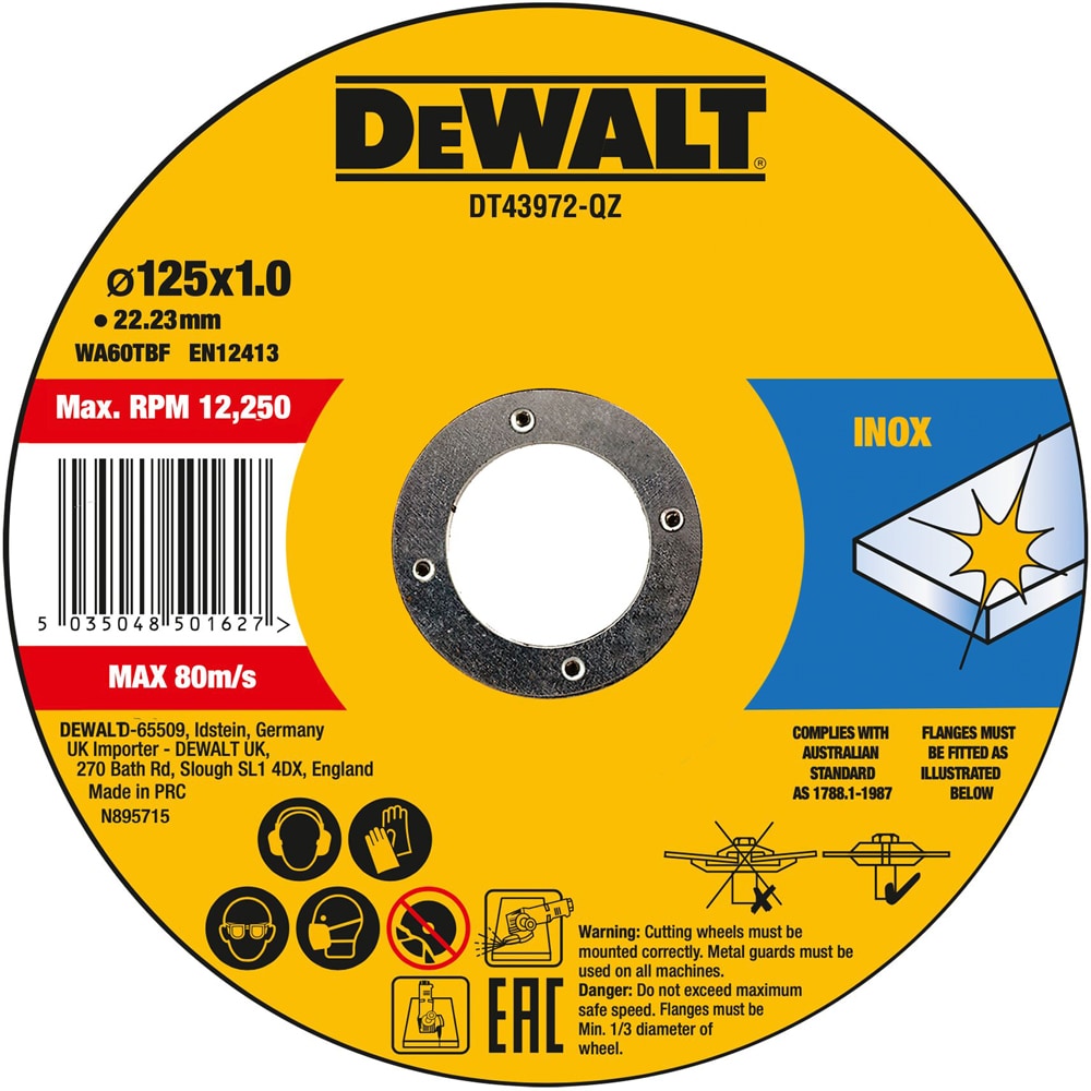 Set discuri pentru polizor DEWALT DT43972, inox, 125 mm, 10 buc