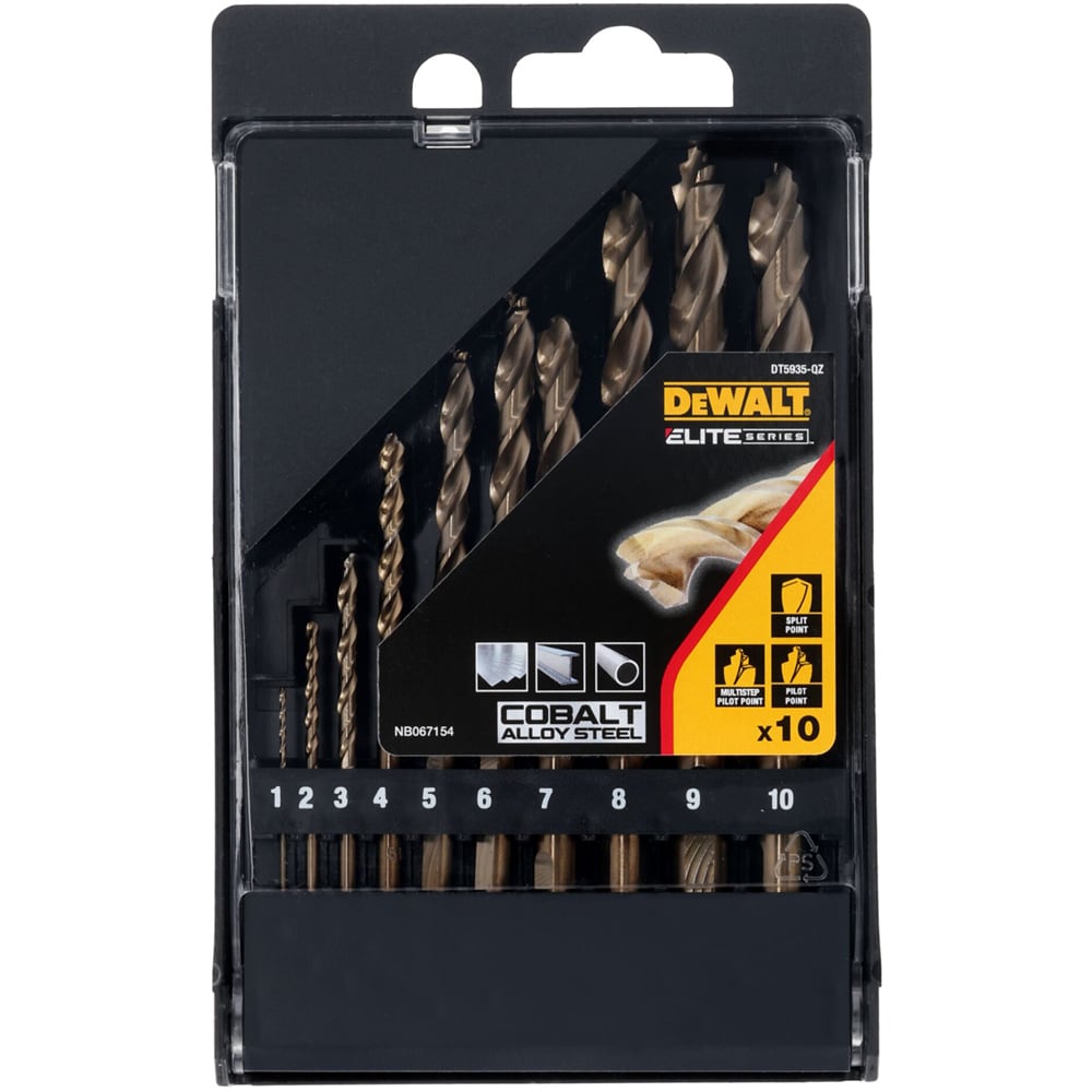 Set burghie pentru metal DEWALT DT5935-QZ, cobalt, 1-10 mm, 10 buc