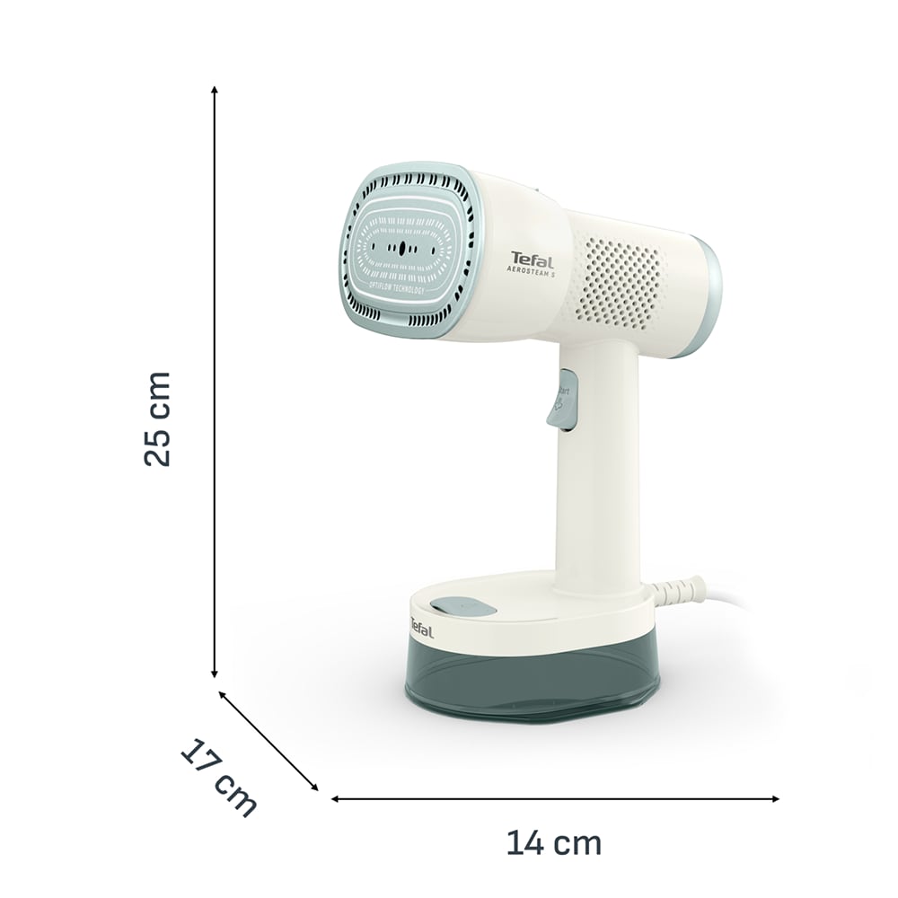 Aparat de calcat vertical TEFAL AeroSteam S DT9322E0, 1300W, 20g/min, 180ml, talpa ceramica, crem-verde