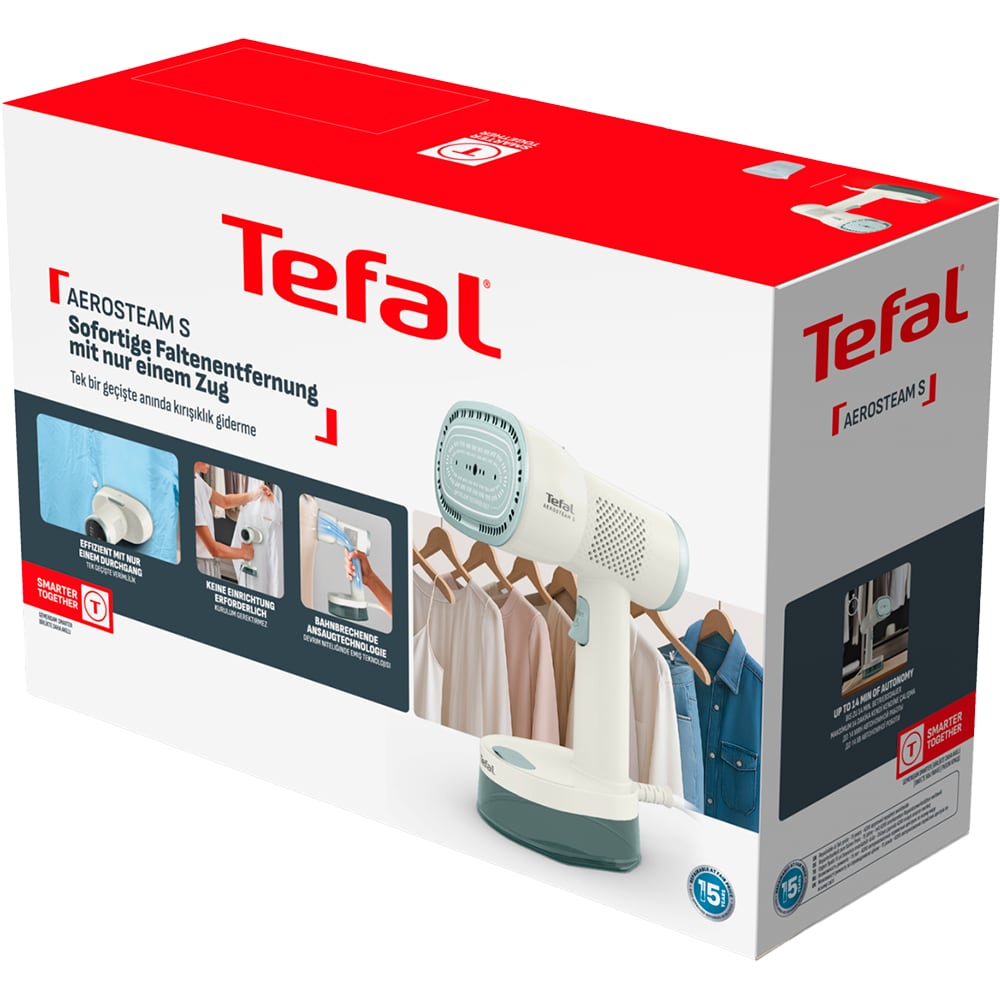 Aparat de calcat vertical TEFAL AeroSteam S DT9322E0, 1300W, 20g/min, 180ml, talpa ceramica, crem-verde