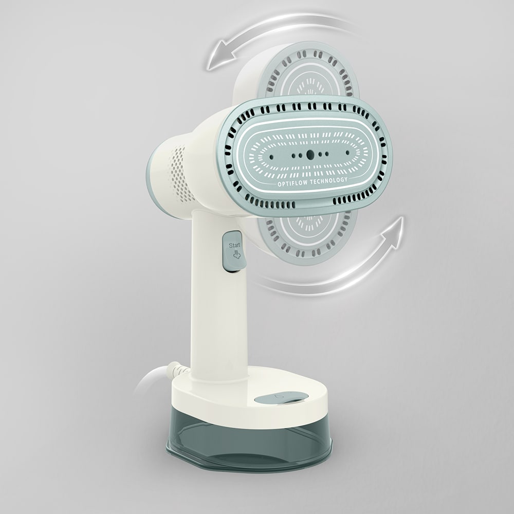 Aparat de calcat vertical TEFAL AeroSteam S DT9322E0, 1300W, 20g/min, 180ml, talpa ceramica, crem-verde