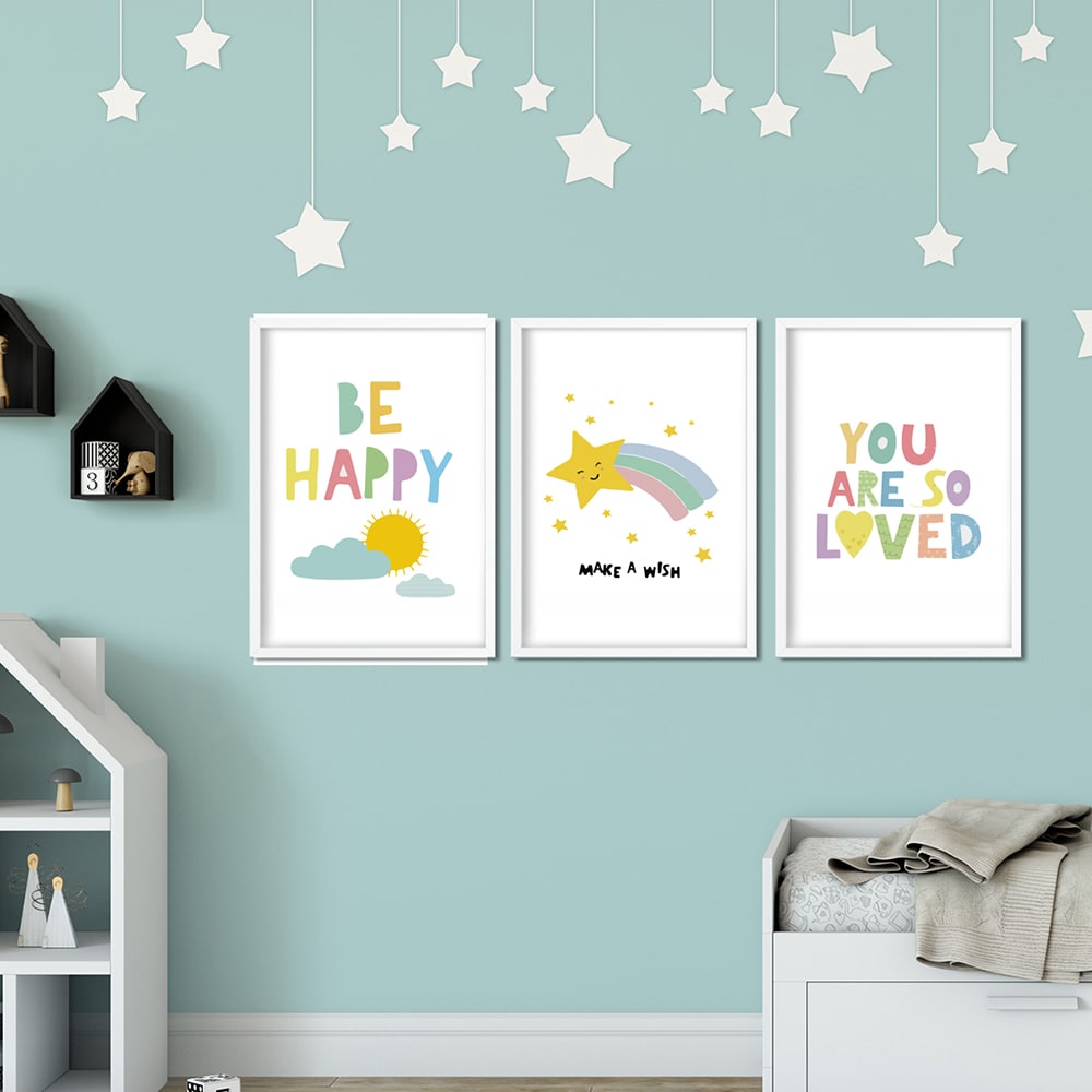 Set 3 tablouri cu rama Star, 23 x 33 cm, PVC