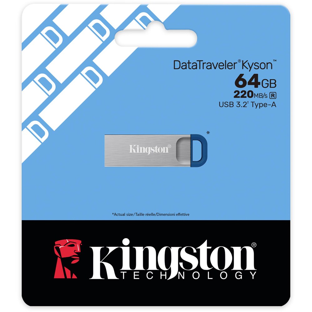 Memorie USB KINGSTON DataTraveler Kyson DTKNG2/64GB, 64GB, USB 3.2, argintiu