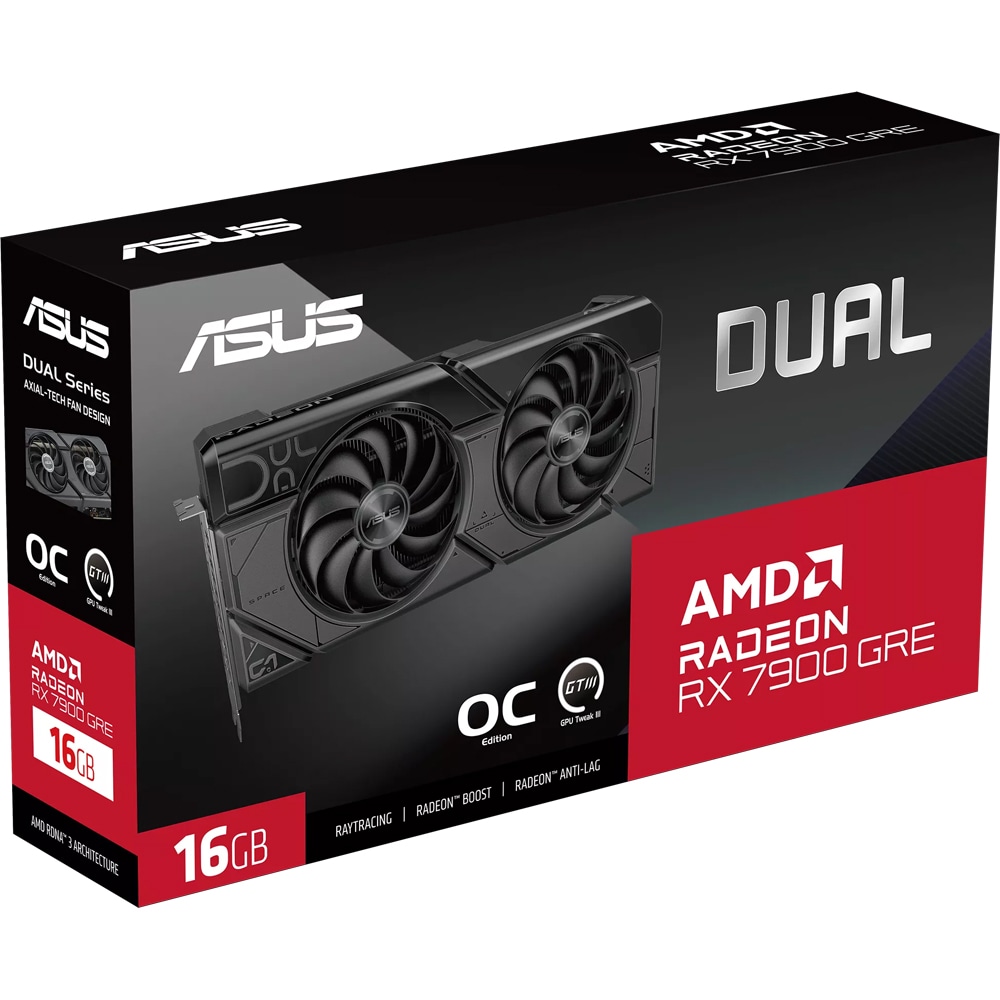 Placa video ASUS Dual Radeon RX 7900 GRE OC Edition, 16GB GDDR6, 256bit, DUAL-RX7900GRE-O16G