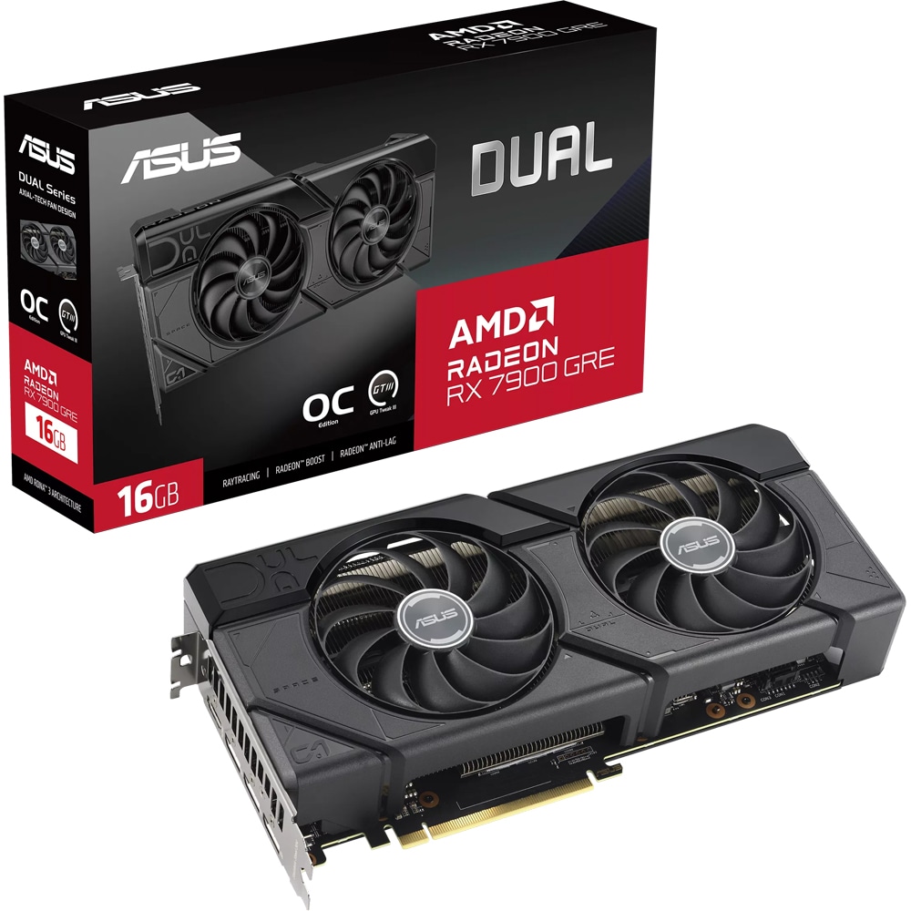 Placa video ASUS Dual Radeon RX 7900 GRE OC Edition, 16GB GDDR6, 256bit, DUAL-RX7900GRE-O16G