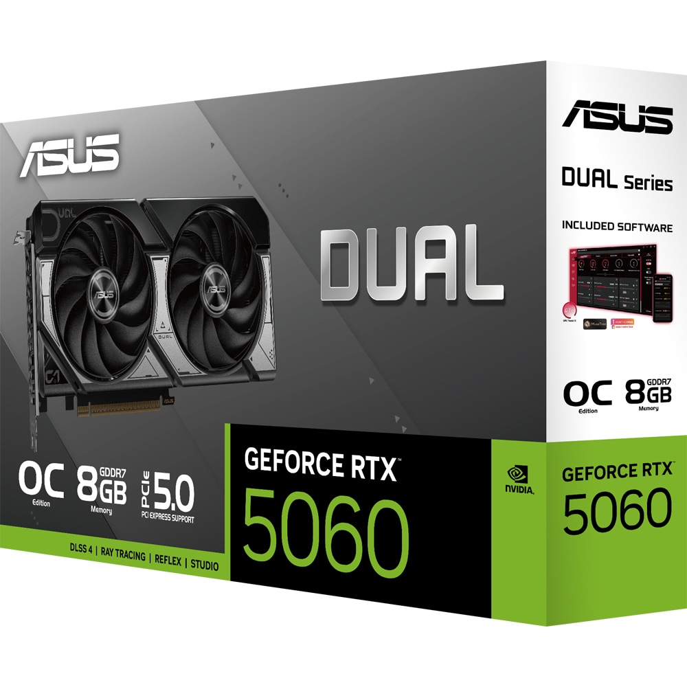 Placa video ASUS Dual GeForce RTX 5060 OC Edition, 8GB GDDR7, 128bit, DLSS 4, DUAL-RTX5060-O8G