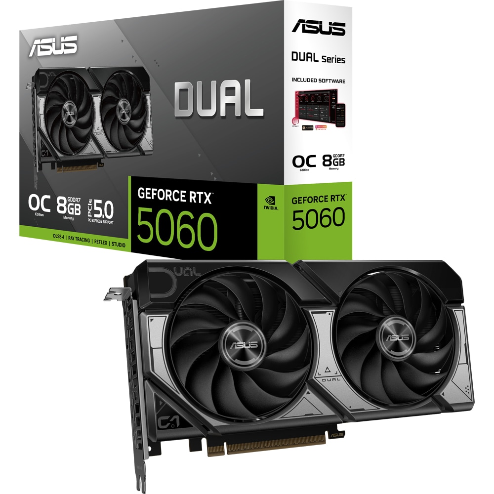 Placa video ASUS Dual GeForce RTX 5060 OC Edition, 8GB GDDR7, 128bit, DLSS 4, DUAL-RTX5060-O8G