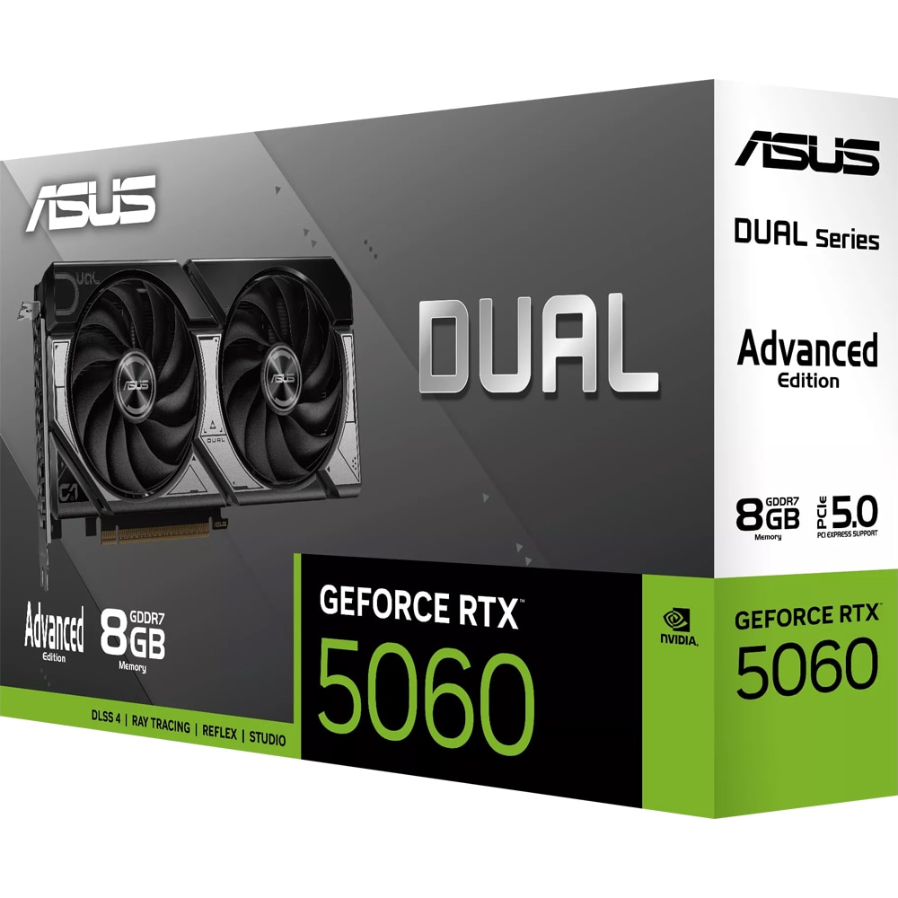 Placa video ASUS Dual GeForce RTX 5060 OC Edition Advanced, 8GB GDDR7, 128bit, DUAL-RTX5060-O8G-A