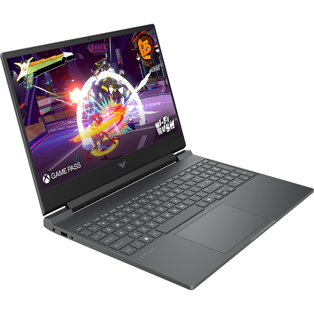Laptop Gaming HP Victus 15-fa2153nn, Intel Core 7-14650HX pana la 5.2 GHz, 15.6" Full HD, 12GB, SSD 512GB, NVIDIA GeForce RTX 4050 6GB, Free DOS, argintiu inchis